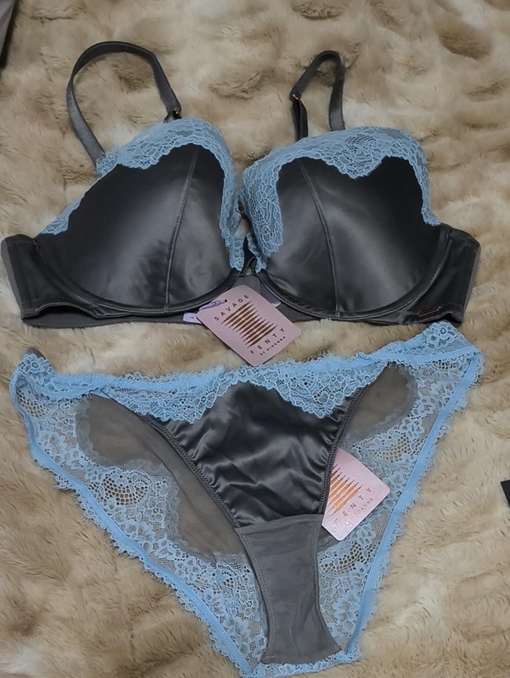 Savage X Fenty Nite Shade Padded Demi Bra And Cheeky Panty Set